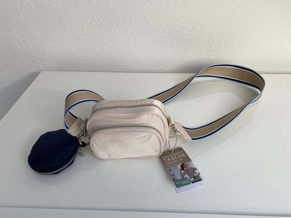Handtasche Clutch Tchibo Handtasche Blau CROSSBODY BAG Beige Von