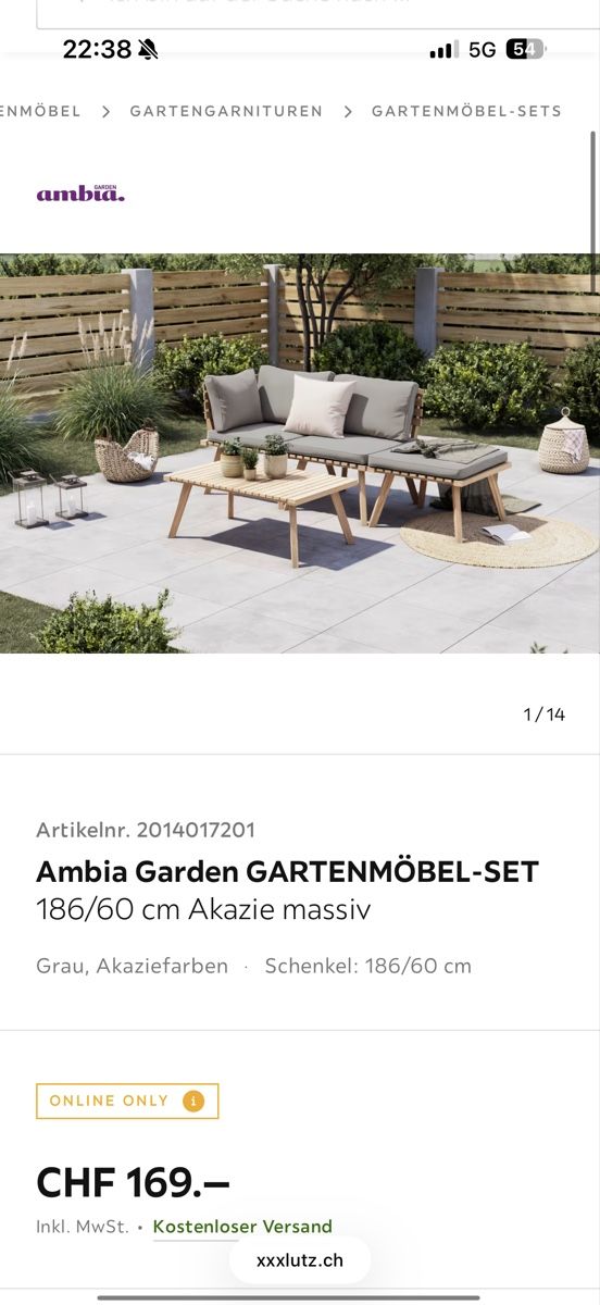 Divani: Garten Lounge Holz 186x65cm – Usato da Bern venduto da al.essia 2
