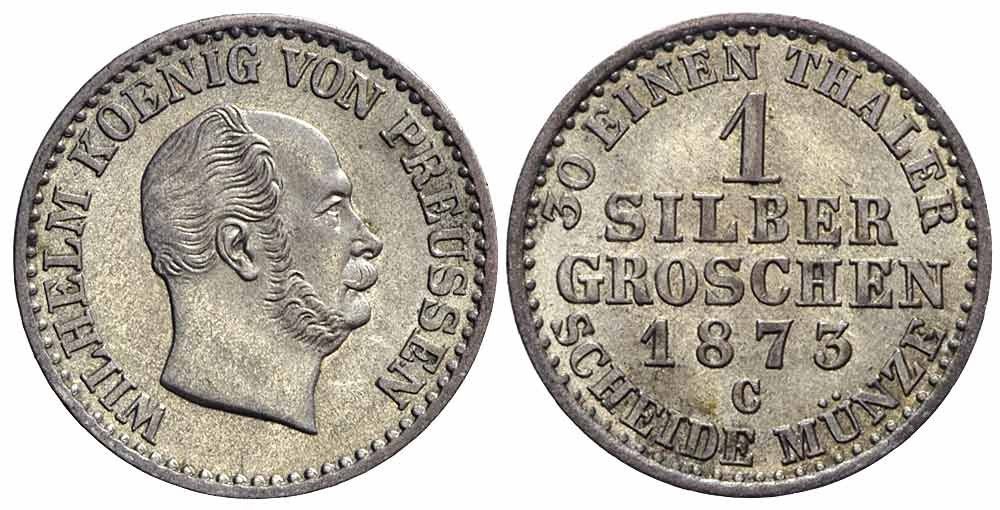 Alle Münzen: Preussen, Groschen 1873 C – Gebraucht aus Chiasso von Novamarketing