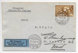 14.05.1928 Flugpost Zürich-St.Gallen  , F6 Kat.320.-