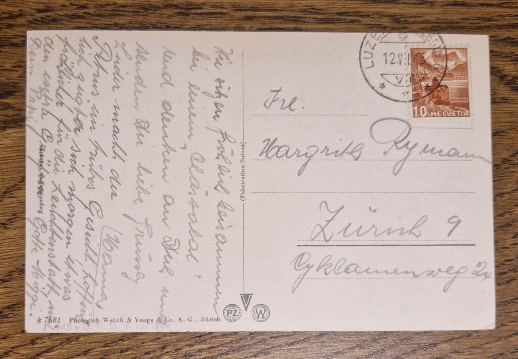 Cartoline postali: Schweizerhofquai, Dampfschiff Uri 1945 – Usato da Ebikon venduto da Donar50 2