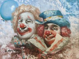 Tableau portrait de clowns William Moninet hst cirque art