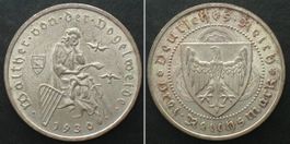 WEIMARER REPUBLIK 3 Mark 1930 A, VOGELWEIDE Silber unz