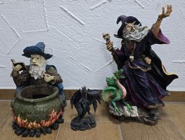 3 Fantasy Figuren Zauberer und Drache Set gebraucht