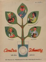 Vintage Reklame, Contra Schmerz by Donald Brun, Basel
