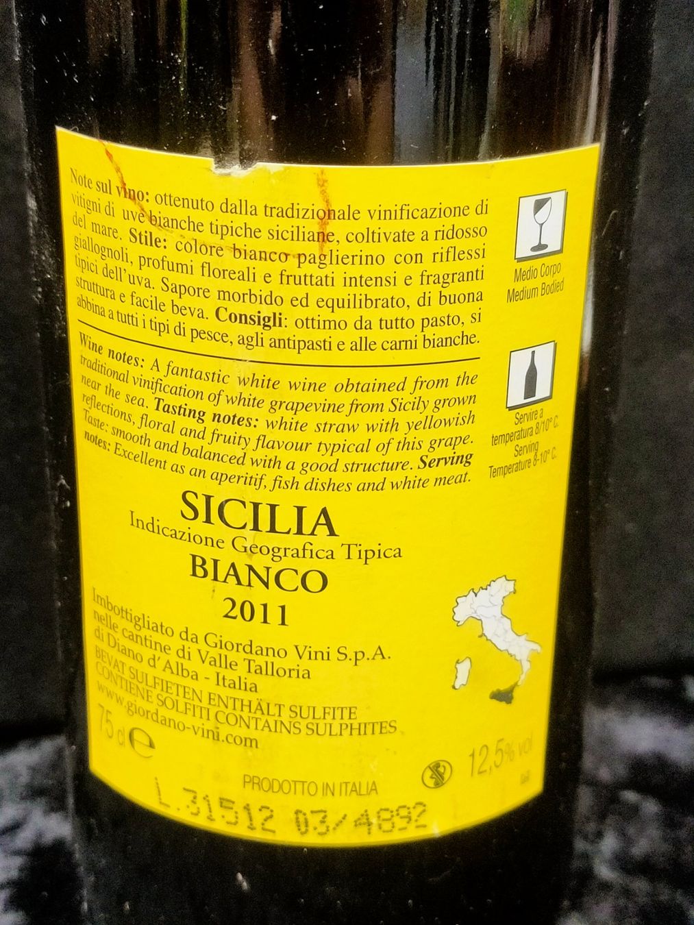 Vino: SICILY BIANCO GIORDANO 2011 – Nuovo (secondo la descrizione) da Genève venduto da Leboucheoreilles 3