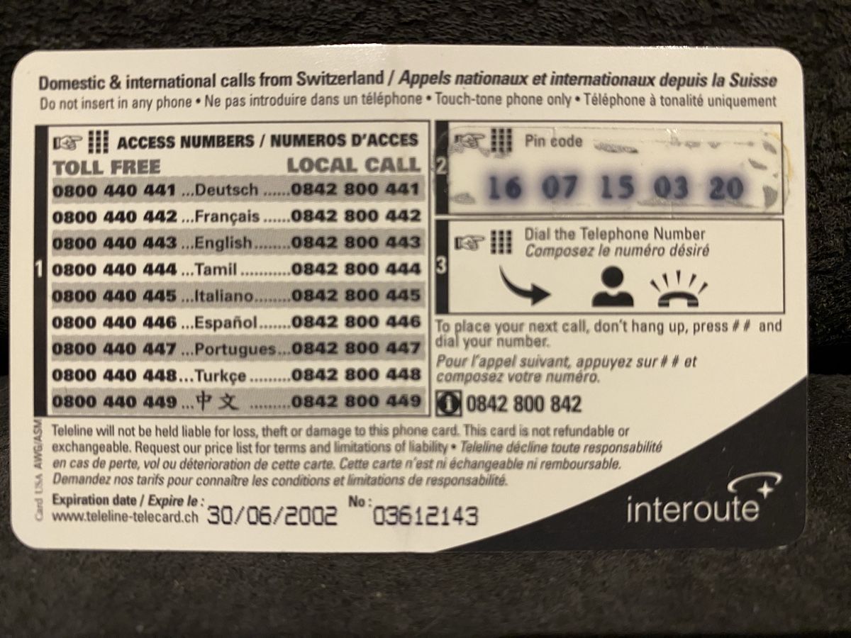 Telefon- & Taxkarten: Teleline  – Defekt aus Lausanne von babacard10 1