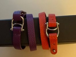Aigner Leather Bracelets, Orange & Purple, 41 cm
