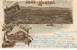 AK  Gruss  aus Horgen Litho 1899