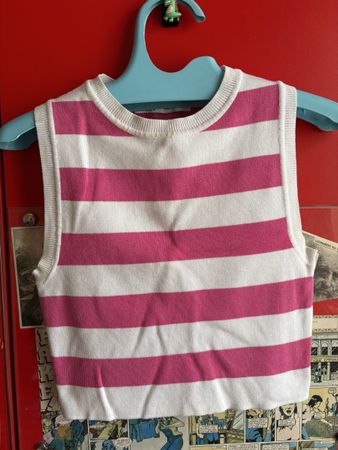 Zara Stricktop Gr. M – Pink/Weiss Gestreift