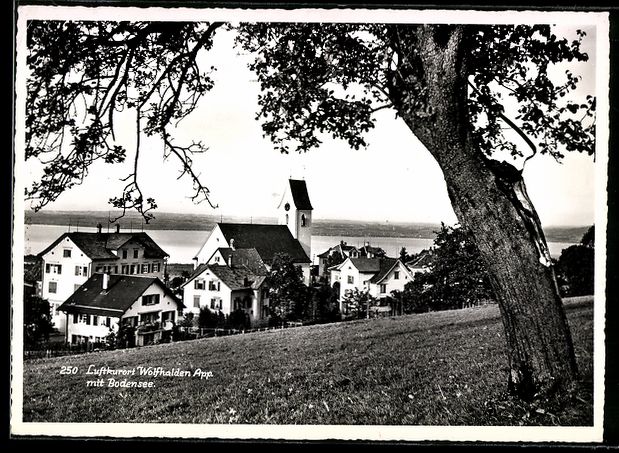Cartoline postali: AK Wolfhalden /App., Kirche mit Bodensee – Usato da Berlin venduto da bartko-reher