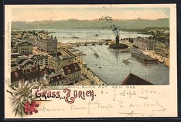 Litho Zürich, Ortsansicht mit Blick auf