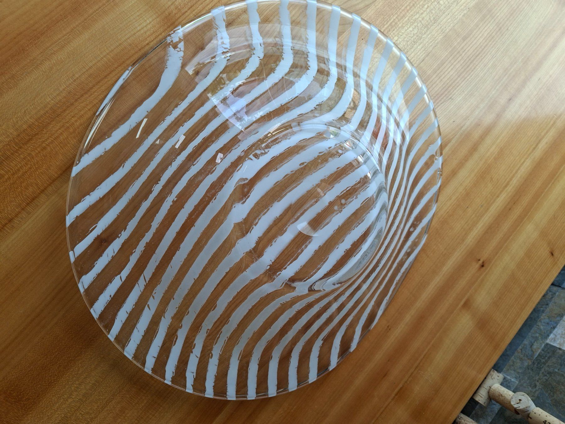 Deko Schale Glas transparent mit weissen Streifen (Gebraucht) in ...