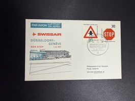 Swissair Erstflugbrief Düsseldorf-Genf 1971