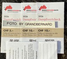 Gutscheine Checks Brienz Rothorn Bahn (Total Wert CHF 35.00)