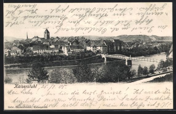 Cartoline postali: AK Kaiserstuhl, Teilansicht mit Brücke – Usato da Berlin venduto da bartko-reher