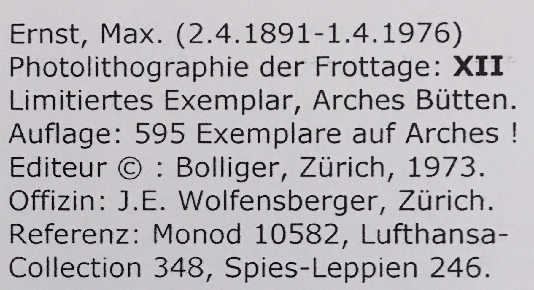 Grafica & Litografie: Max Ernst "Deserts plisses" XII – Usato da Nennigkofen venduto da Sommersonnen 2