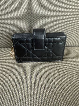 Dior card holder black leather