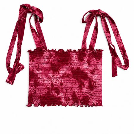 Smock Crop Top XS Bordeaux Pink Fashion Nova