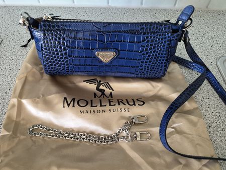 Maison Mollerus Clutch Croco ANDEER, blau,  NEU