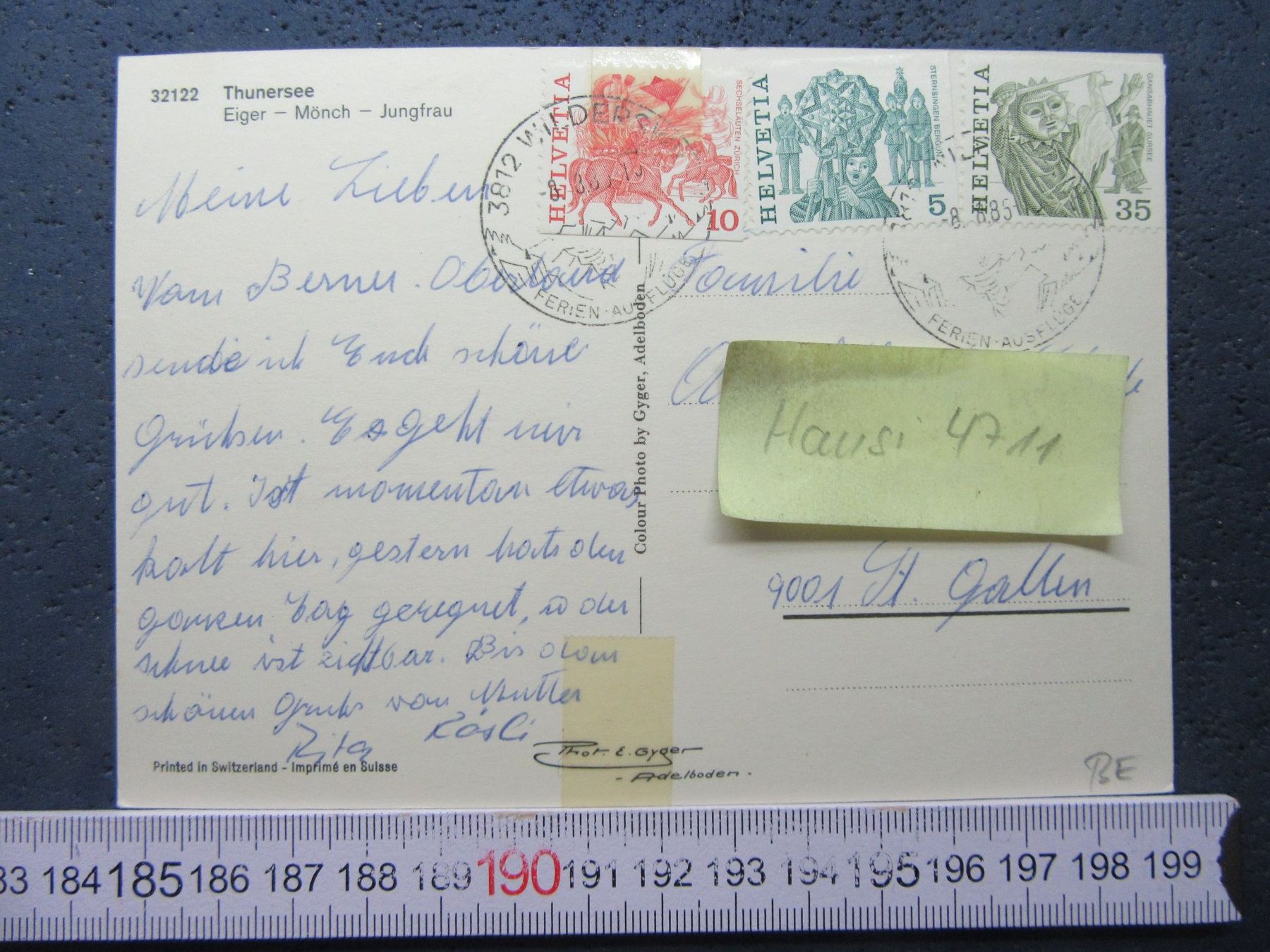 Cartoline postali: THUNERSEE MS JUNGFRAU STARK BELEBT AK BEO KLEBERREST – Usato da Ettingen venduto da Hausi4711 1