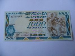 Banknote Ruanda 1000 Francs 1988, Unc Zustand