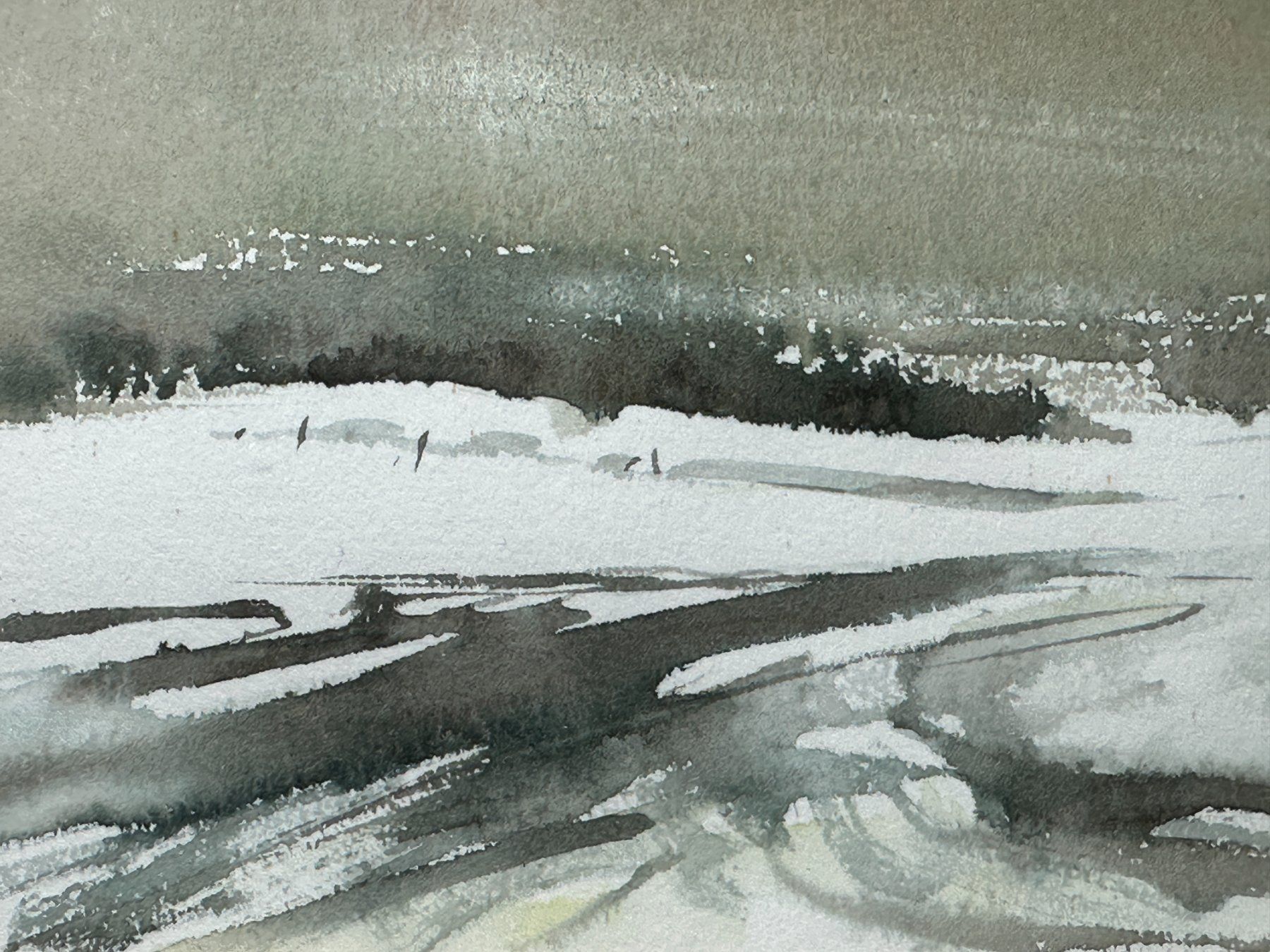 Dipinti: Pascal GONTHIER - Aquarelle originale paysage d'hiver – Usato da Morges venduto da vintix 3