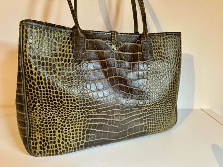 Sac Longchamp Roseau - Cuir Marron foncé & Kaki.