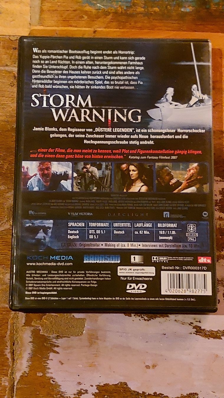 Tutti i DVDs: Storm Warning, DVD Horror Uncut – Usato da Winterthur venduto da Belzarek 1