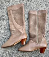 Damen Stiefel Leder / Wildleder, beige, Absatz zu erneuern