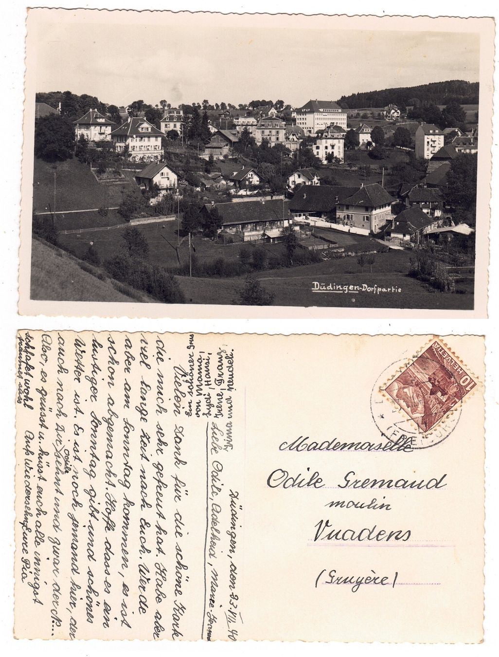 Cartes postales: Düdingen, Dorfpartie – D'occasion à La Tour-de-Peilz par amjust