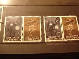 Liechtenstein 1957, Paar Z-Druck Pfadfinder ** und o