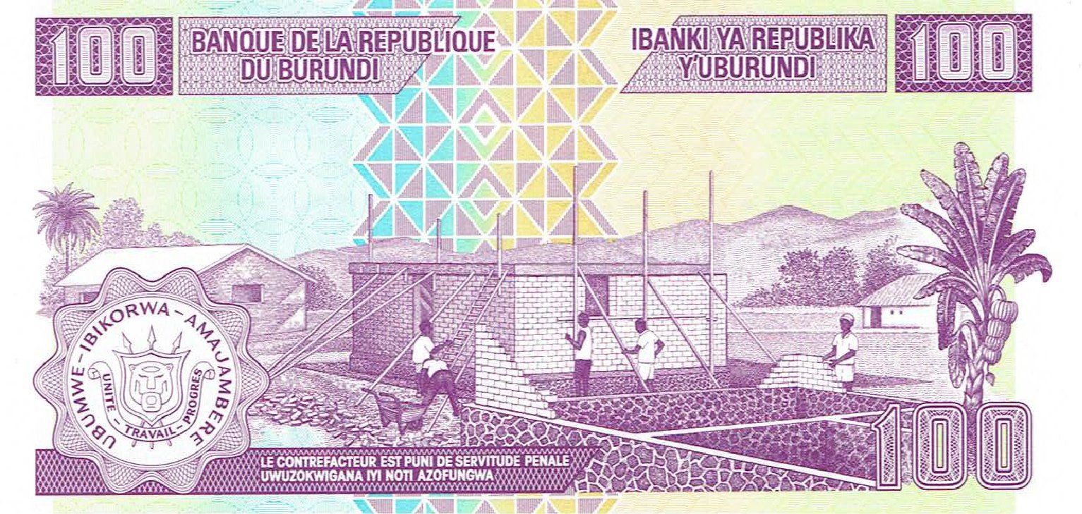 Banknoten: Burundi 100 Francs 2011 P-44b UNZ – Neu (gemäss Beschreibung) aus Steffisburg von ber_8htf 1