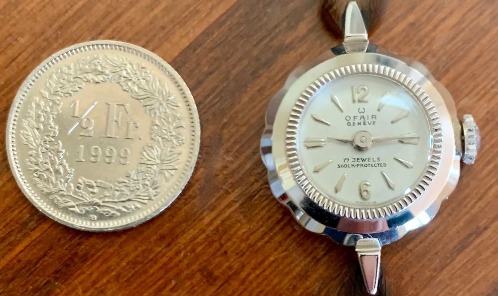 Montre Vintage Femme Geneve Avec Mouvement Unitas 200 (à Réparer) - Argent Et Cuir