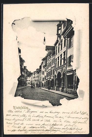 Cartoline postali: Rheinfelden, Strassenpartie mit Ladenges – Usato da Berlin venduto da bartko-reher