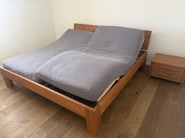 Doppelbett Hasena Eiche massiv mit Röwa 3 Motor Rahmen