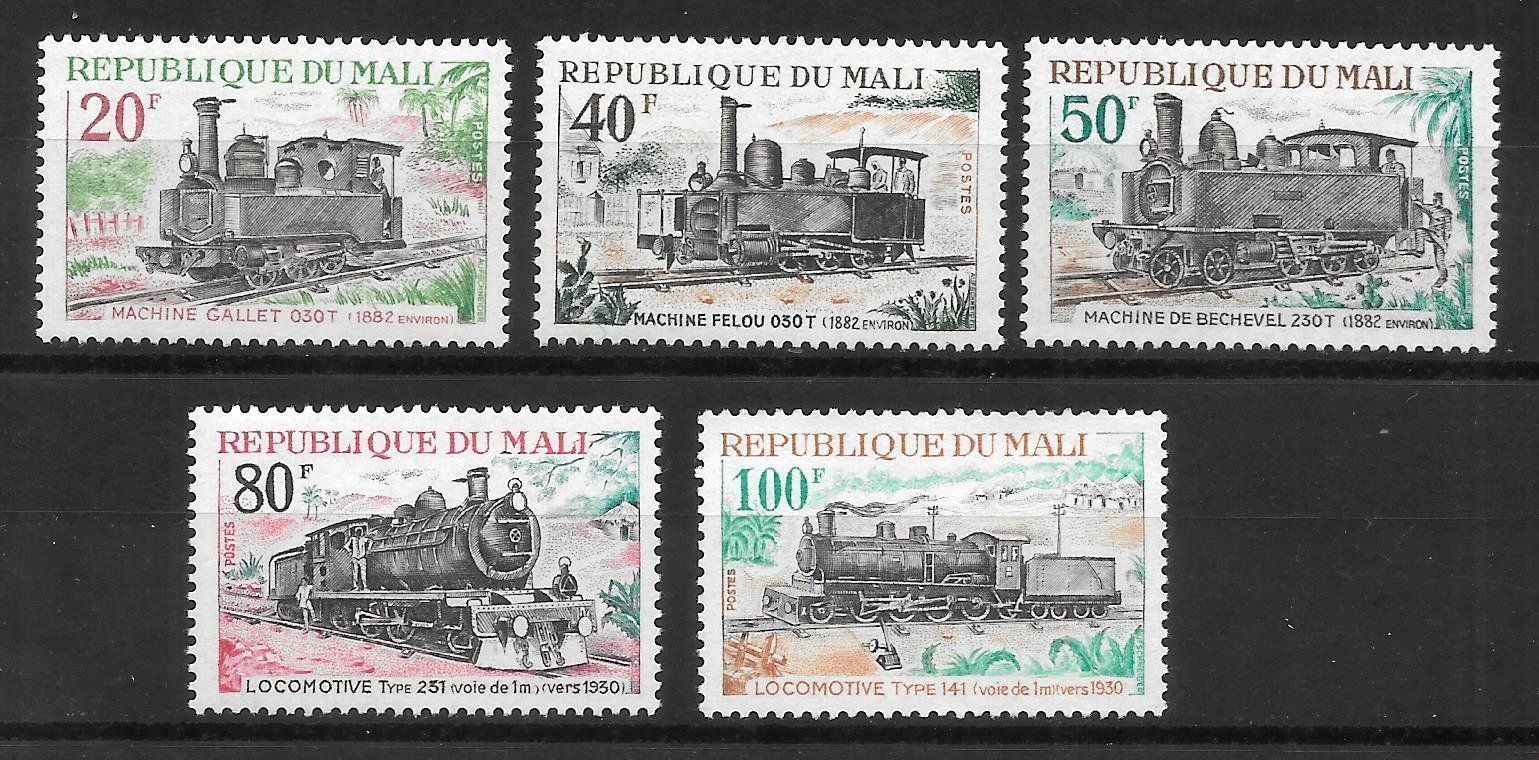 Alle Briefmarken: Mali Serie 255 - 259 Eisenbahn ** 14.12.1970 – Neu (gemäss Beschreibung) aus Olten von clotaldi