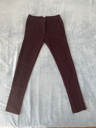 Stylish Women's Textured Dress Pants - Burgundy