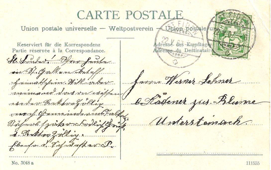 Cartoline postali: AK ST. GALLEN NEST 1907 – Usato da Schlossrued venduto da Aronliam 1