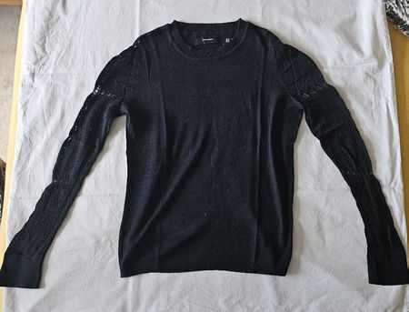Pull bleu navy manches dentelle Vero Moda S