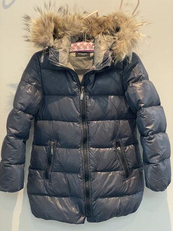 Eddie Pen Daunen-Winterjacke mit Kapuze – Dunkelblau, Gr.128