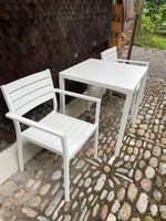 Designer Metall Gartentisch mit zwei Stühlen Jan Kurtz