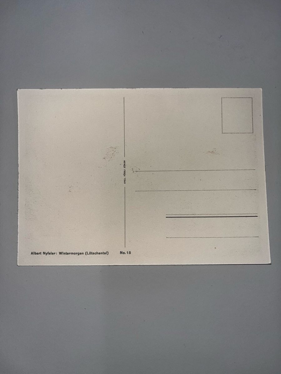 Cartoline postali: Ansichtskarte Albert Nyfeler Wintermorgen Lötschental Nr. 15 – Usato da Muttenz venduto da Totkel 1