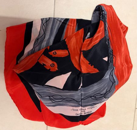 Foulard en soie Georges Braque "Trois oiseaux rouges" soie