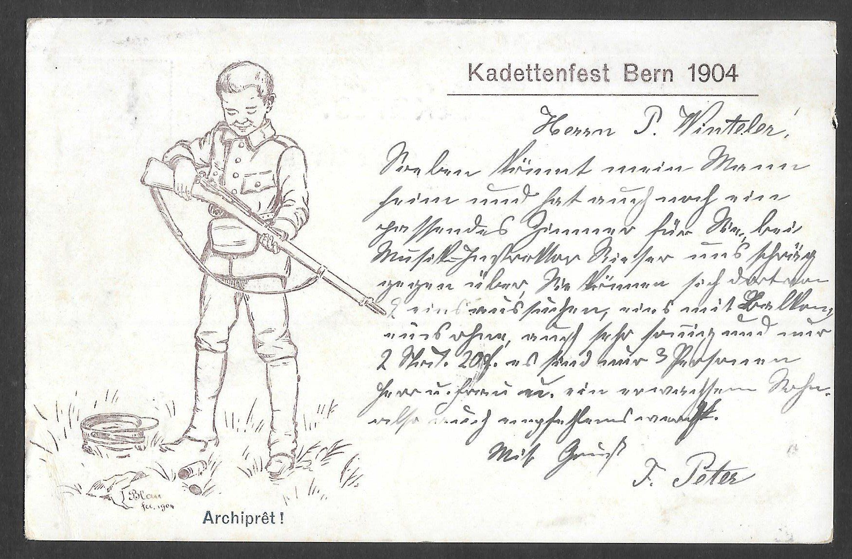 Ansichtskarten: Bern Kadettenfest 1904 – Gebraucht aus Olten von clotaldi