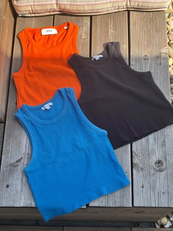 Tanktops 2 Stk, blau orange, Gr M und XS