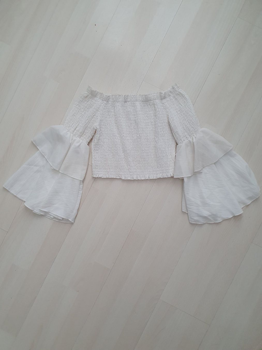 Camicette: Helle Bluse m. Trompetenärmel Gr S – Nuovo (secondo la descrizione) da Münsingen venduto da BlackTears-3