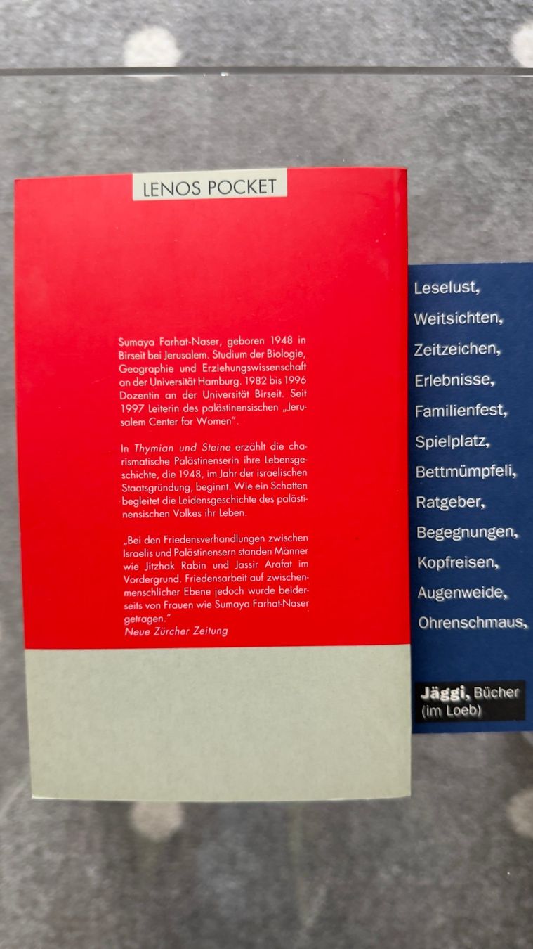 Libri: Thymian und Steine - Sumaya Farhat-Naser – Nuovo (secondo la descrizione) da Bern venduto da MarieBrocante 4
