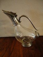 Edle Vintage Glaskaraffe mit Silberaufsatz, Top Zustand!