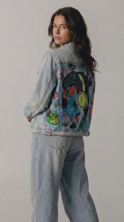Unikat Jeans Jacke Hand bemalt Grösse M